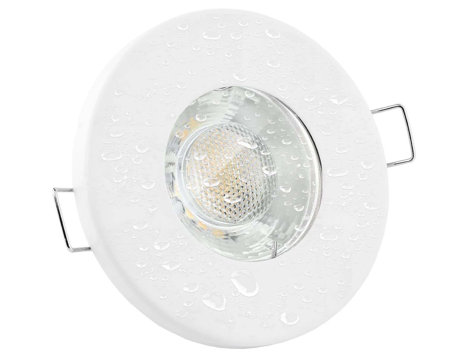 linovum 10x Einbaustrahler Set 6W flach IP65 weiß mit Wasserschutz - inkl. GU10 drei einstellbaren Lichtfarben 3CCT - für Bad, Dusche, Außen