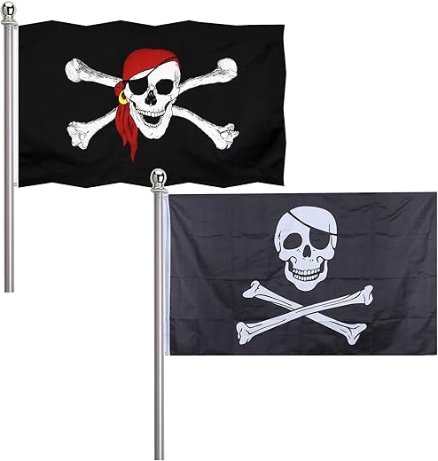 Piratenflagge,Piraten Flagge,Schädel Flagge,Fahne mit Totenkopfdesign,Kreuzmesser-Flagge und Jolly Roger Flagge,Jolly Roger Piraten Flagge,für Piraten Party,Halloween…