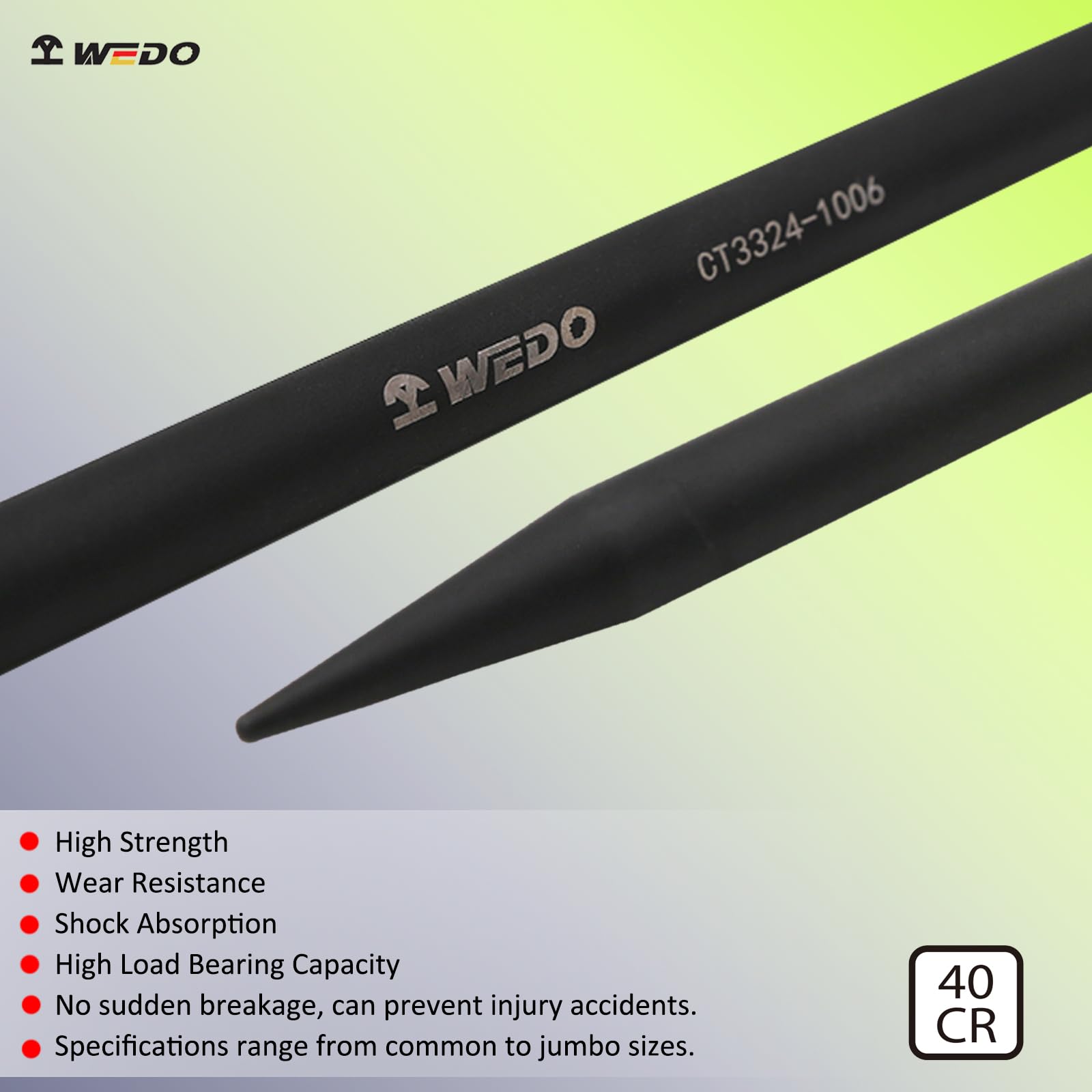 WEDO Punzoni per Meccanico e Muratore 30mm,Scalpello per Muratore a Punta Acuta，Lunghezza 1000mm,40CRV,Alta resistenza,Resistenza all'usura,Assorbimento degli urti