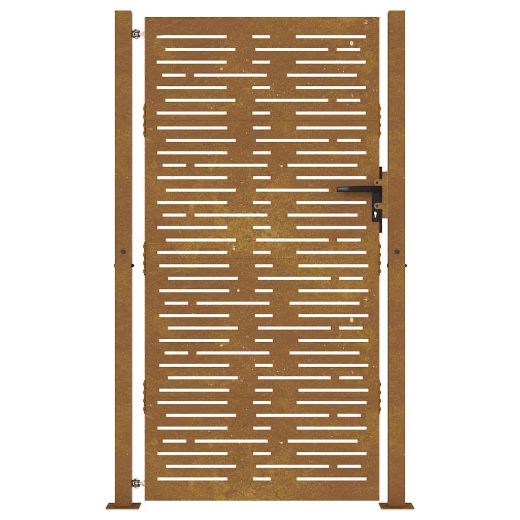 vidaXL Puerta de jardín Acero corten diseño Cuadrado 100x175 cm, Puerta de Metal, Puerta Delantera de jardín, Puerta de jardín con Cerradura