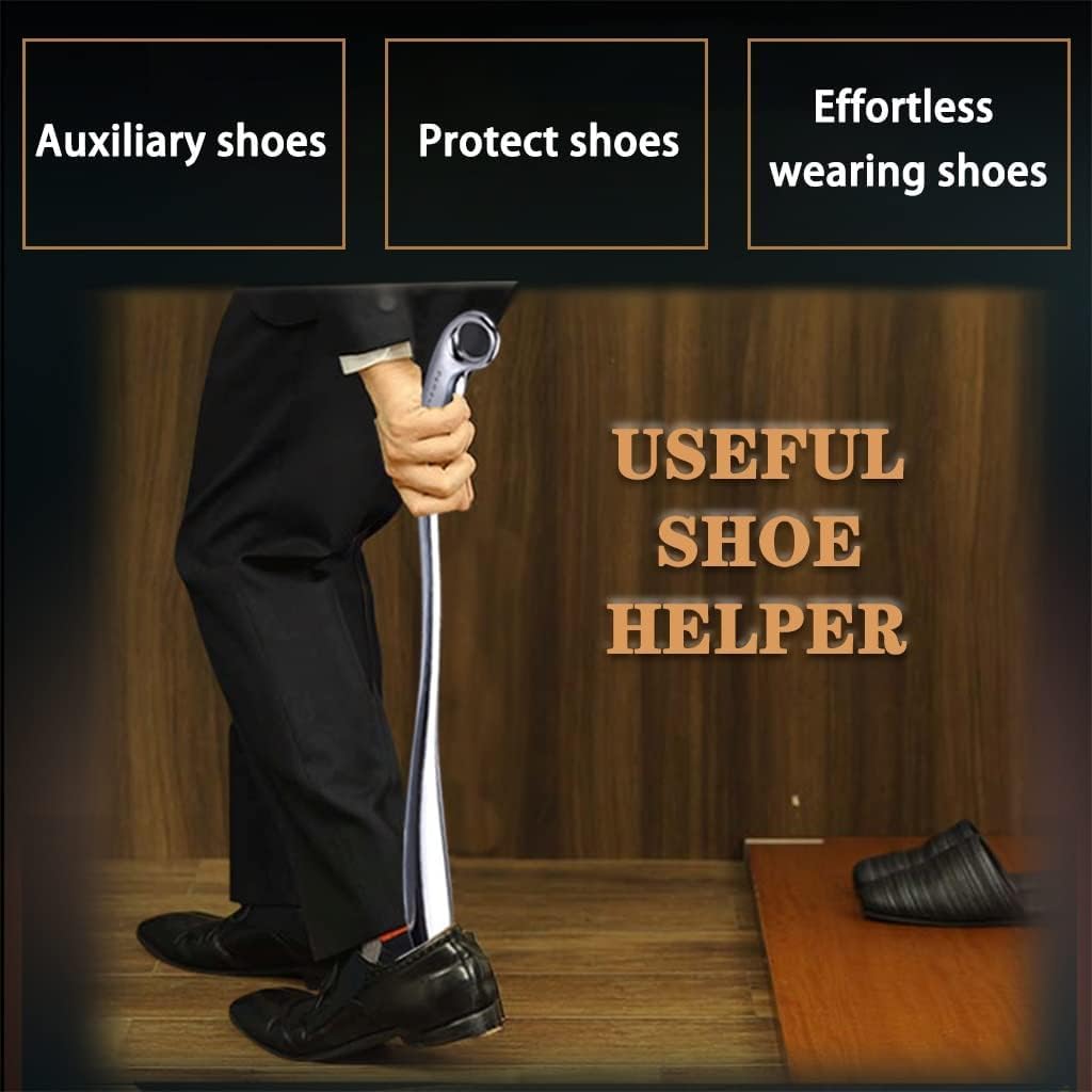 Calzador, Cuchara for Zapatos de aleación Duradera con Mango Ondulado, Maternidad Largo, ayudante portátil for Orificio for Colgar, fácil Almacenamiento