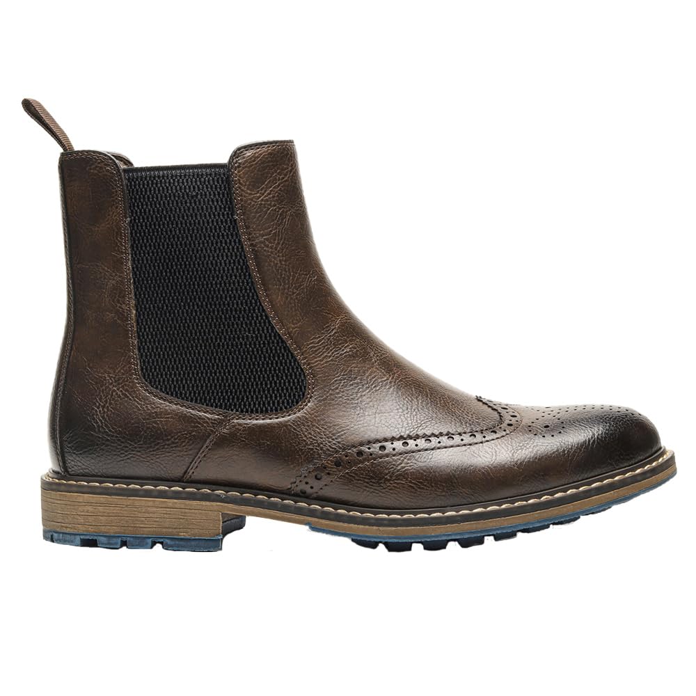 Harssidanzar Uomini Chelsea Boots,elegante e confortevole pelle Slip On Casual Dress Boots Slip-On Boots Scarpe per gli uomini KM304EU