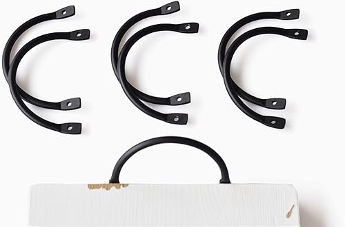 Livale Paquete de 6 asas de bandeja de metal para bandeja, asas de metal negro para tablas de charcutería, bandejas de servir de madera, caja de