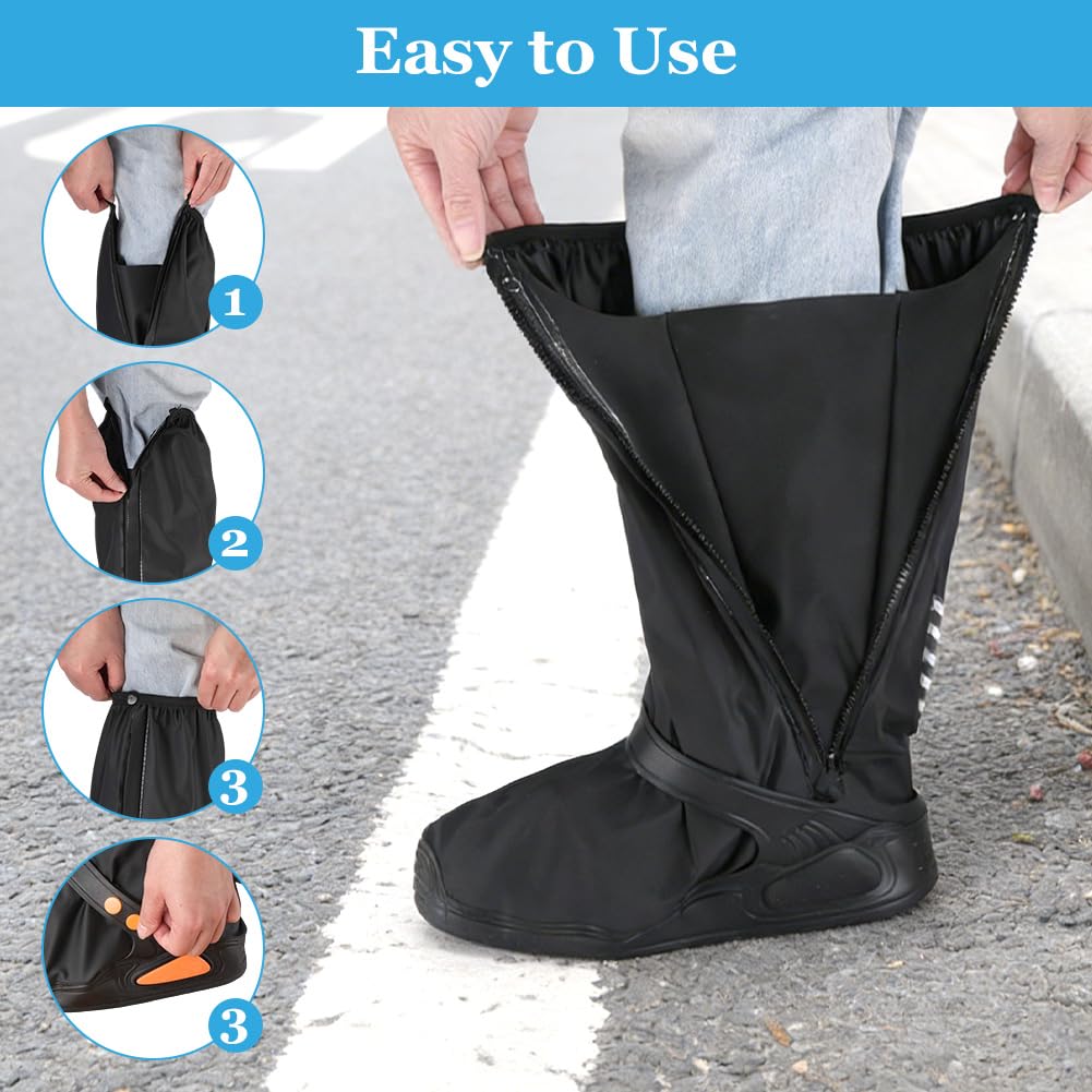 Copriscarpe Impermeabili, Travel Copre Scarpe, Suole Antiscivolo, Design con Cerniera, Riutilizzabili, Lavabile, Soprascarpe Impermeabile Pioggia Neve Fango, Unisex, Bianco - 4