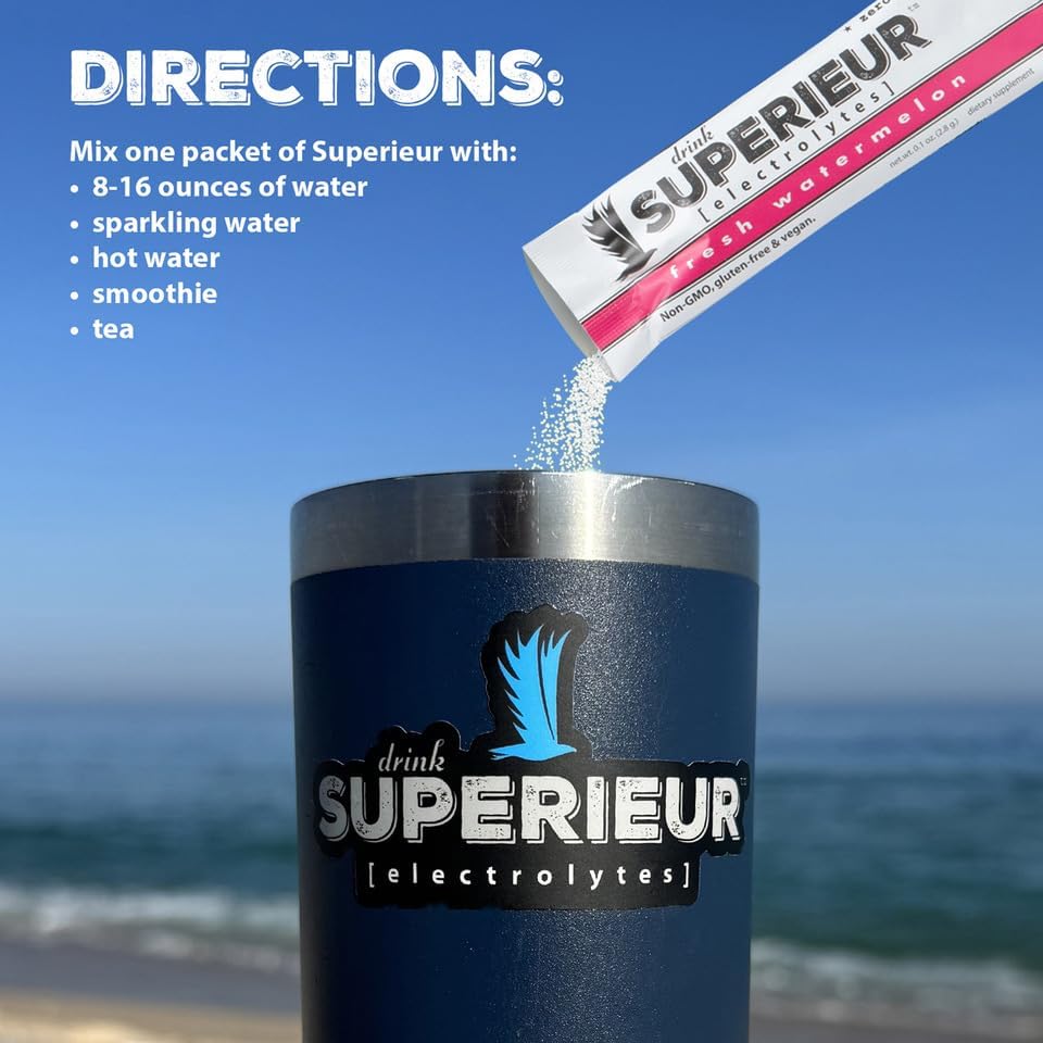Miniatura 2 de Superieur Paquetes de polvo de electrolitos  Polvo de hidratación de electrolitos veganos con minerales marinos  Apto para dieta cetogénica, sin