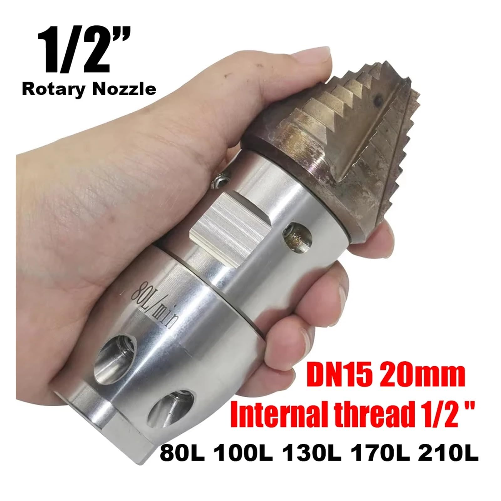 Boquilla rotativa de alta presión de 1/2'' for máquina de dragado de alcantarillado, limpieza de tuberías de 80-210L/min Boquillas