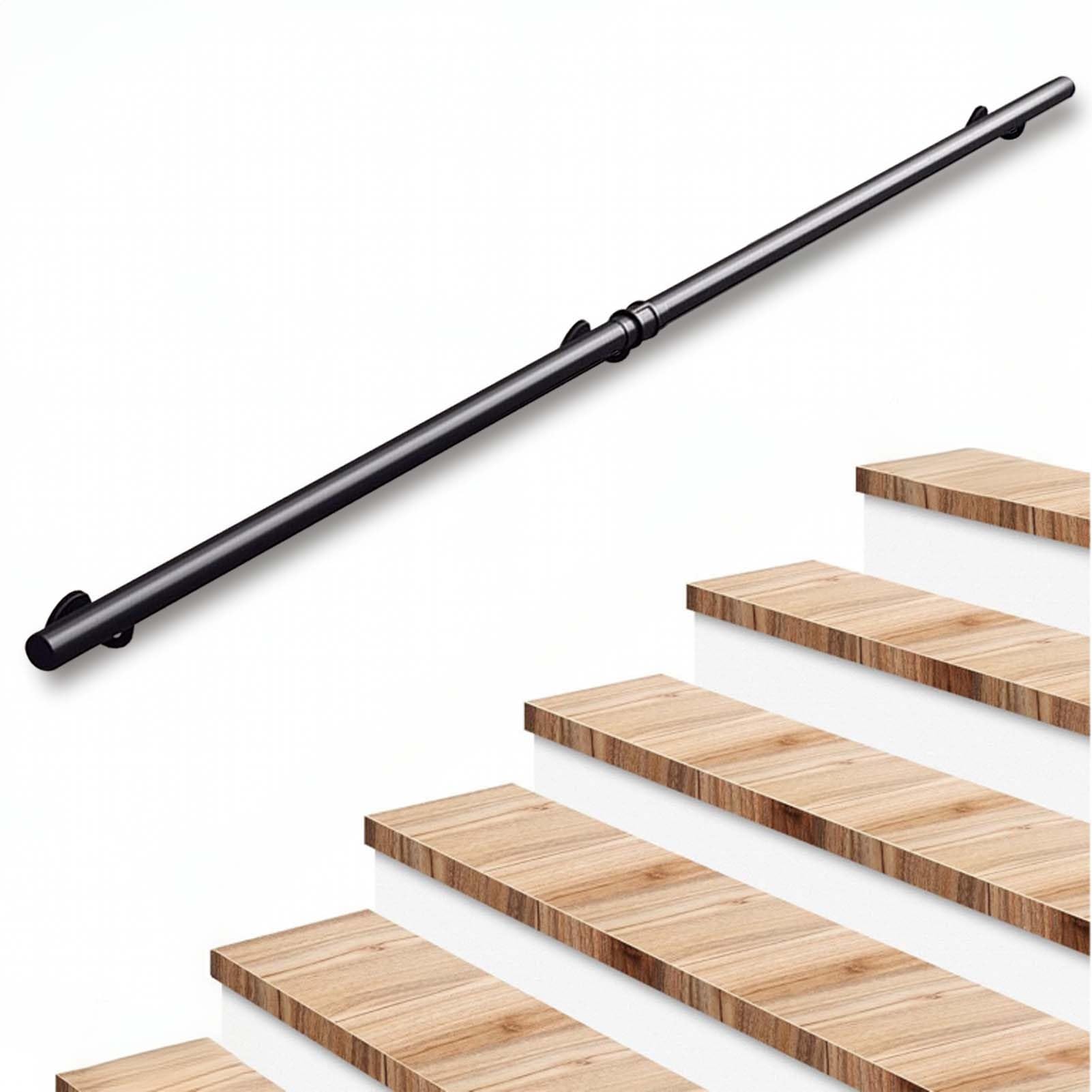 Balustrade d'escalier noir en fer forgé 150 cm pour la fixation murale