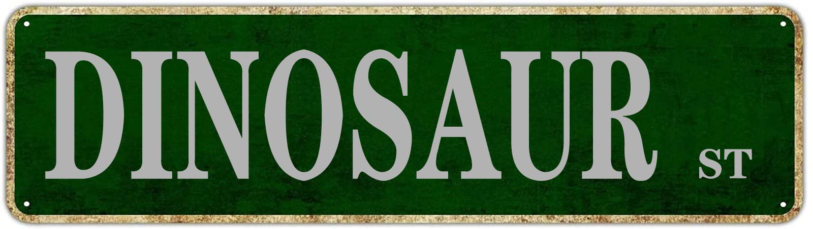 Dinosaur St Vintage Street Sign, 4x16 Inch Rustic Dinosaur Themed Wall Decor, Retro Metal Tin Sign for Home, Kids Room, Garage, Bar, Farmhouse, Patio, Man Cave, Waterproof Tin Sign, Durable Wall Art