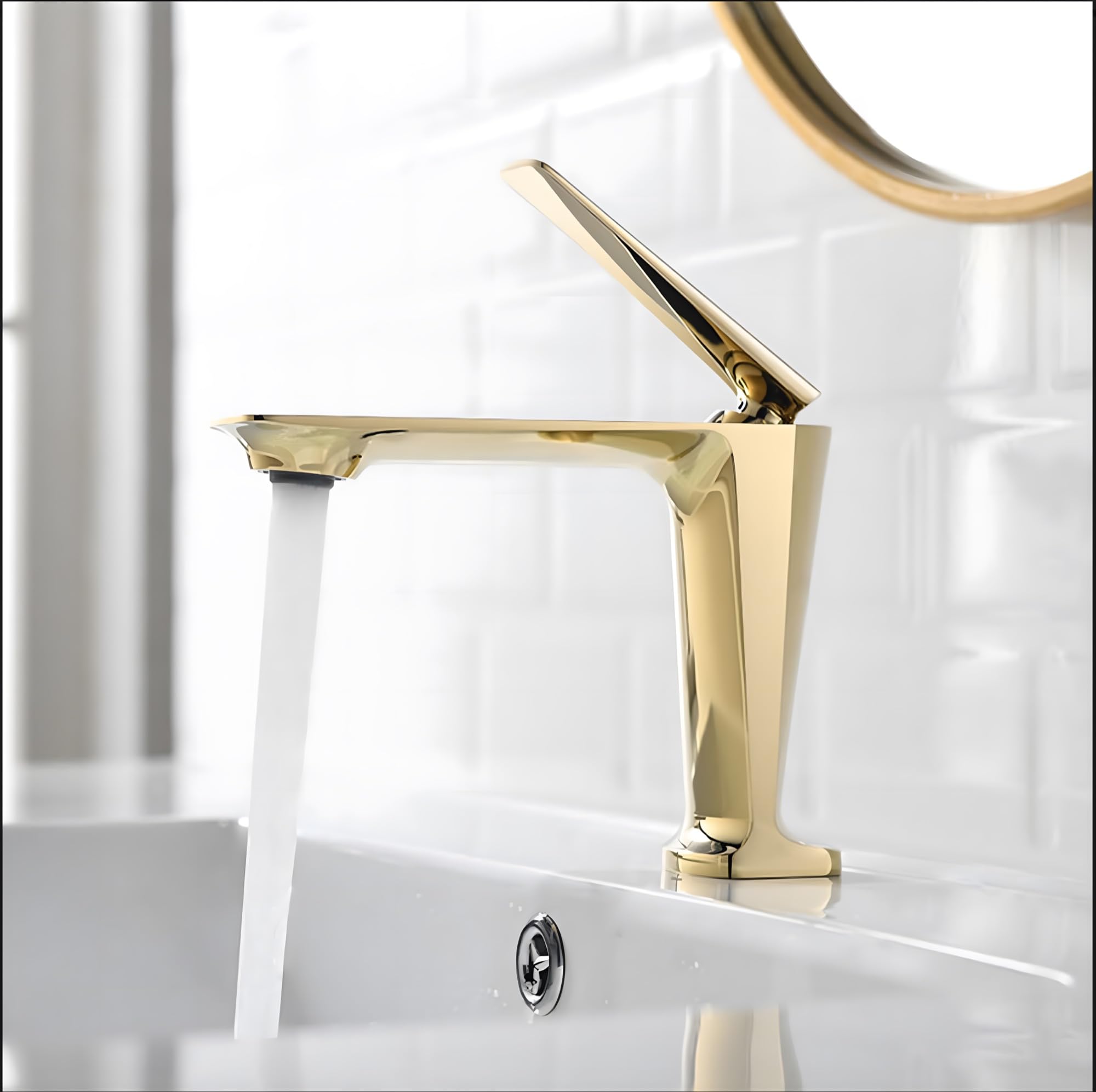 24x7 eMall Gold Faucet Tap Mixer Hot and Cold Water Heavy Single Lever Basin Mixer with Ceramic Cartridge for Bathroom Wash Basins - 15 cm x 17cm - Golden-image-23