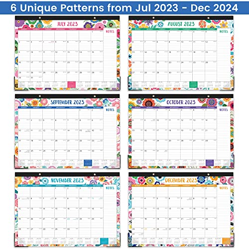 Desk Calendar 2023-2024 - 2023-2024 Desk Calendar, 18 Monthly Desk/Wall Calendar 2-In-1, Jul. 2023 - Dec. 2024, 16.8" X 12", 2023-2024 Desk Calendar With Thick Paper, Corner Protectors, Large Ruled Blocks - Colorful Floral #TOP4
