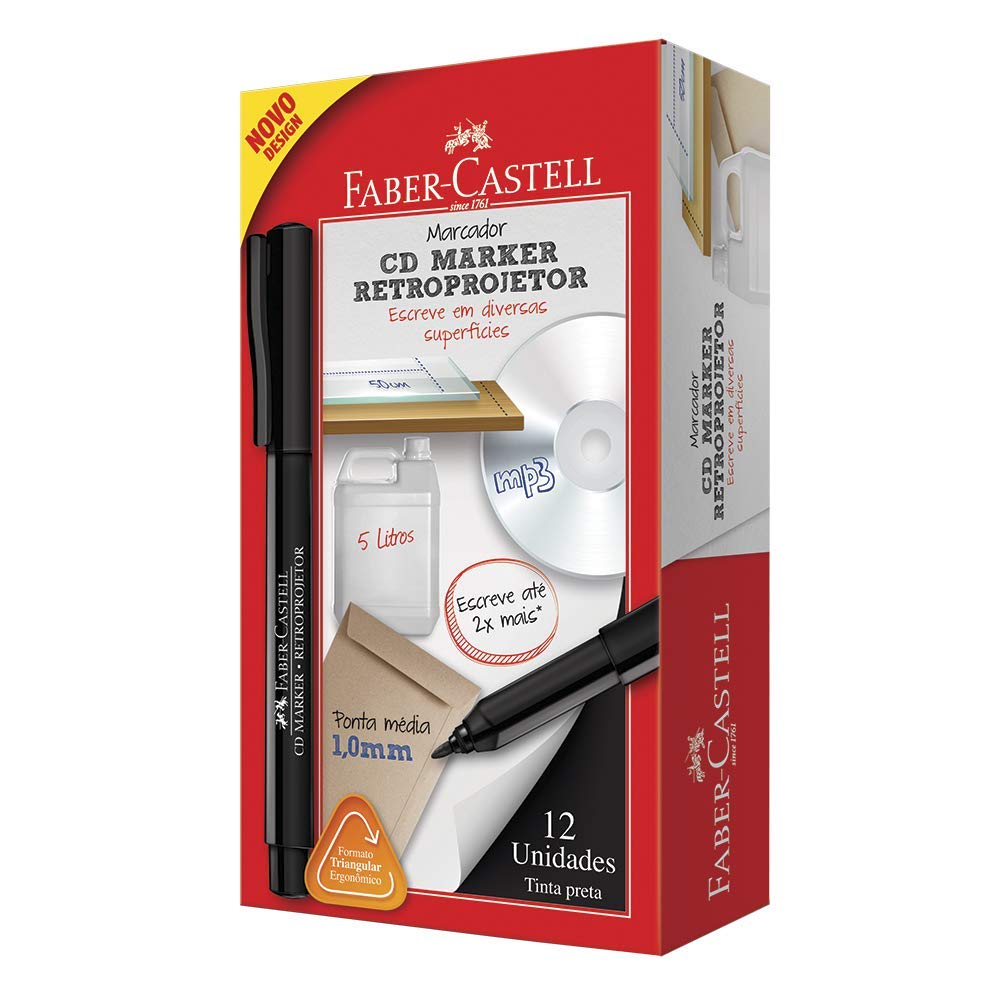 Caneta Retroprojetor, Faber-Castell, CDRETRO/PRZF, Preta, pacote