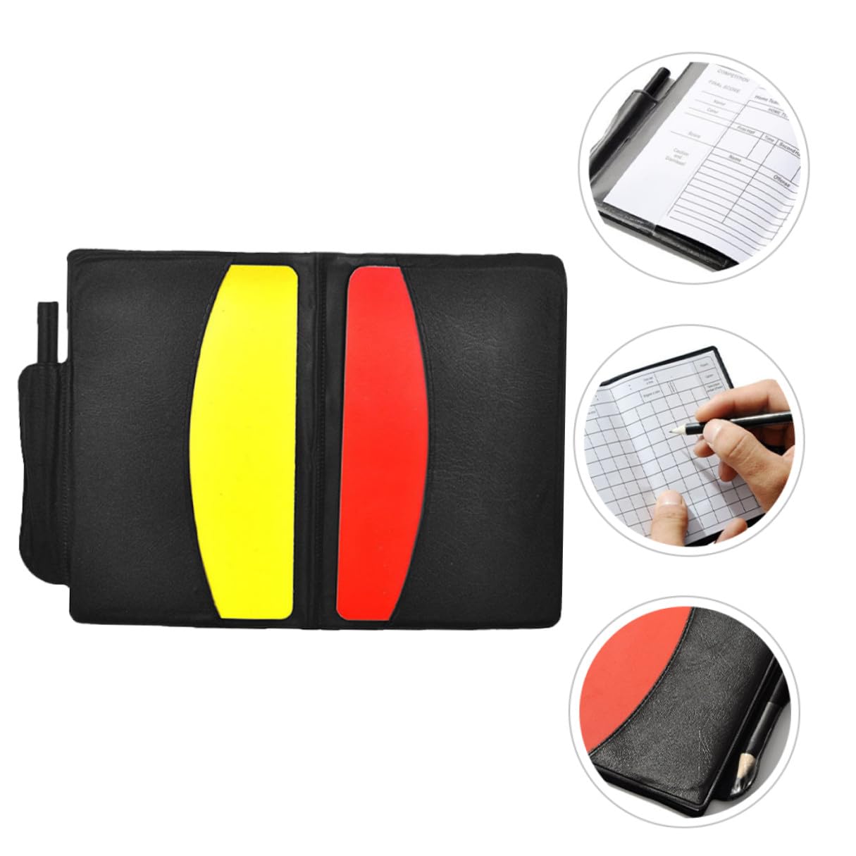 Healeved Kit Completo Arbitro Calcio con Carte Rosse e Gialle in PVC Resistenti, Fischietto in Metallo Multifunzione per Partite di Rugby e Giochi con Palla