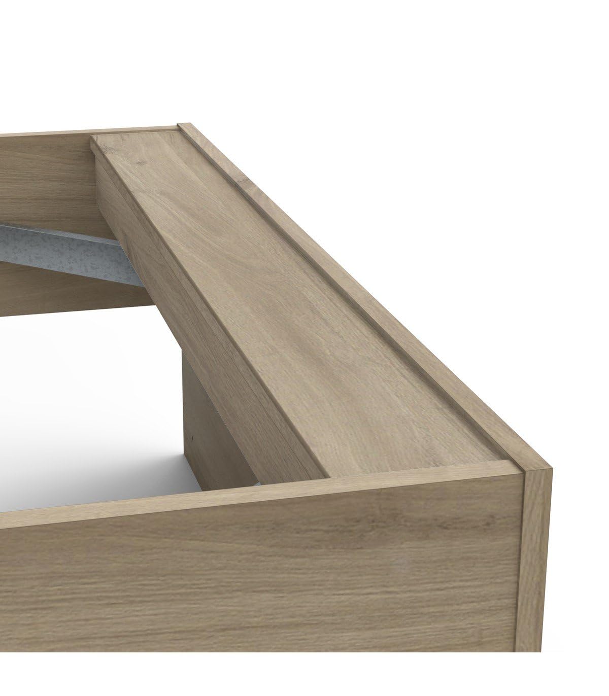 Demeyere Letto Componibile 90 x 190/200 con Contenitore 1 Anta 3 Nicchie 1 Cassetto, Bianco Opaco e Rovere Chiaro, 124.5 x 226.9 x 90.5 cm