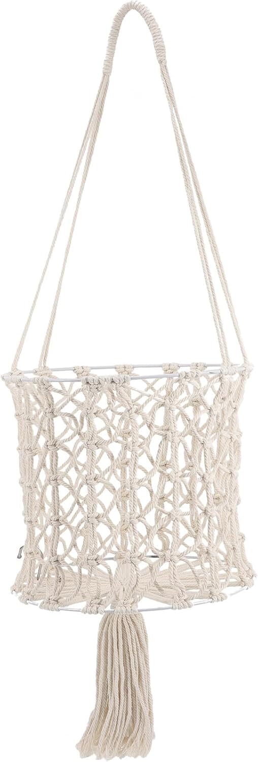 Hand-woven Cotton Rope Wall Storage Basket 25x80cm Bohemian Kitchen Fruit Holder and Organizer for Hanging Storage