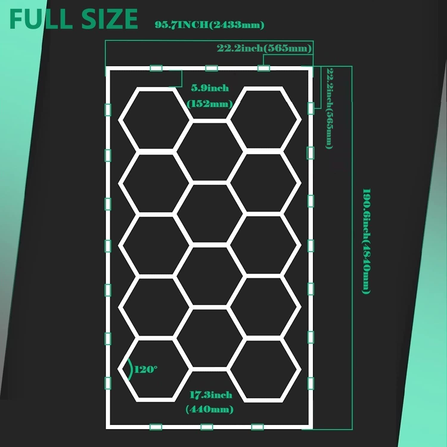 LED Cellular Garage Light, 14 Hexagon Grid LED Workshop Lights for Garage Detail Lights and Auto Repair Shop Lights, IP54 2 Year Warranty (190.56" x 95.76")