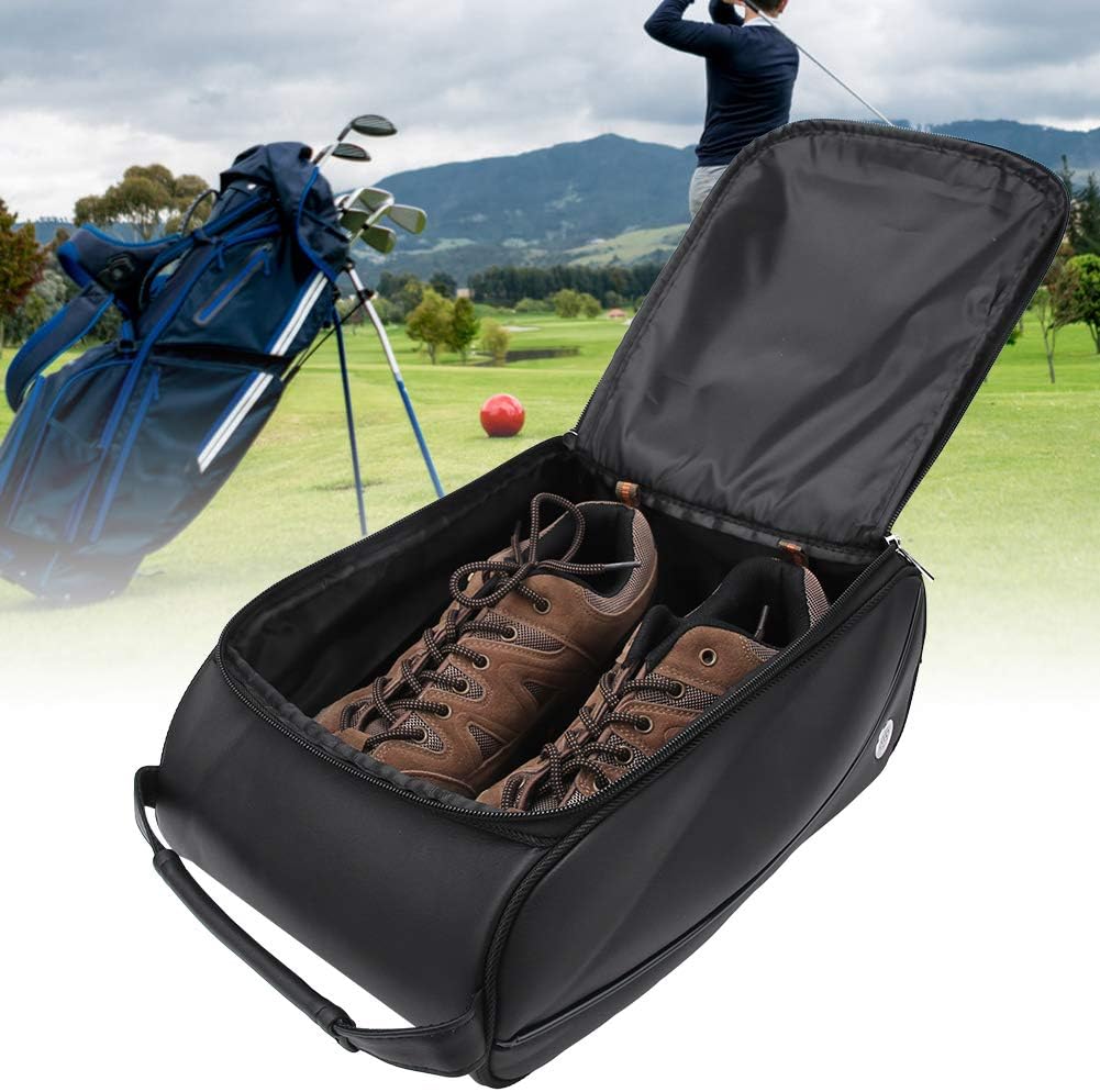 Golf Shoe Bag, Portable PU Shoe Bag for Travel Zippered Sport Shoe Carrier Bags, Waterproof Zippered Breathable Golf Shoe Bag, Golf Accessories