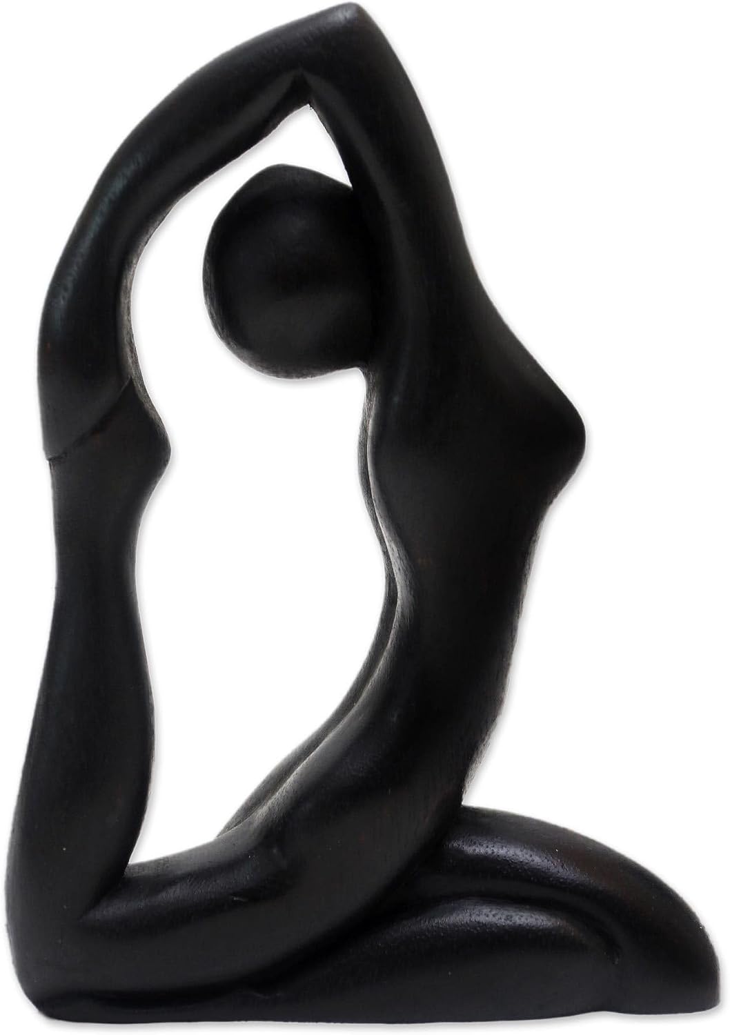 NOVICA Artisan Handmade Wood Statuette Suar Figurative Black Indonesia Sculpture People Portraits Yoga [7.75in H x 6in W x 1.2in D] ' Pigeon Pose'