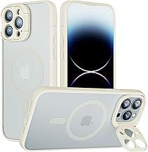 GOODVISH iPhone 13 Pro Max Magnetic Case with Stand Compatible with Magnetic Shockproof Slim Hard Translucent Matte White Cover