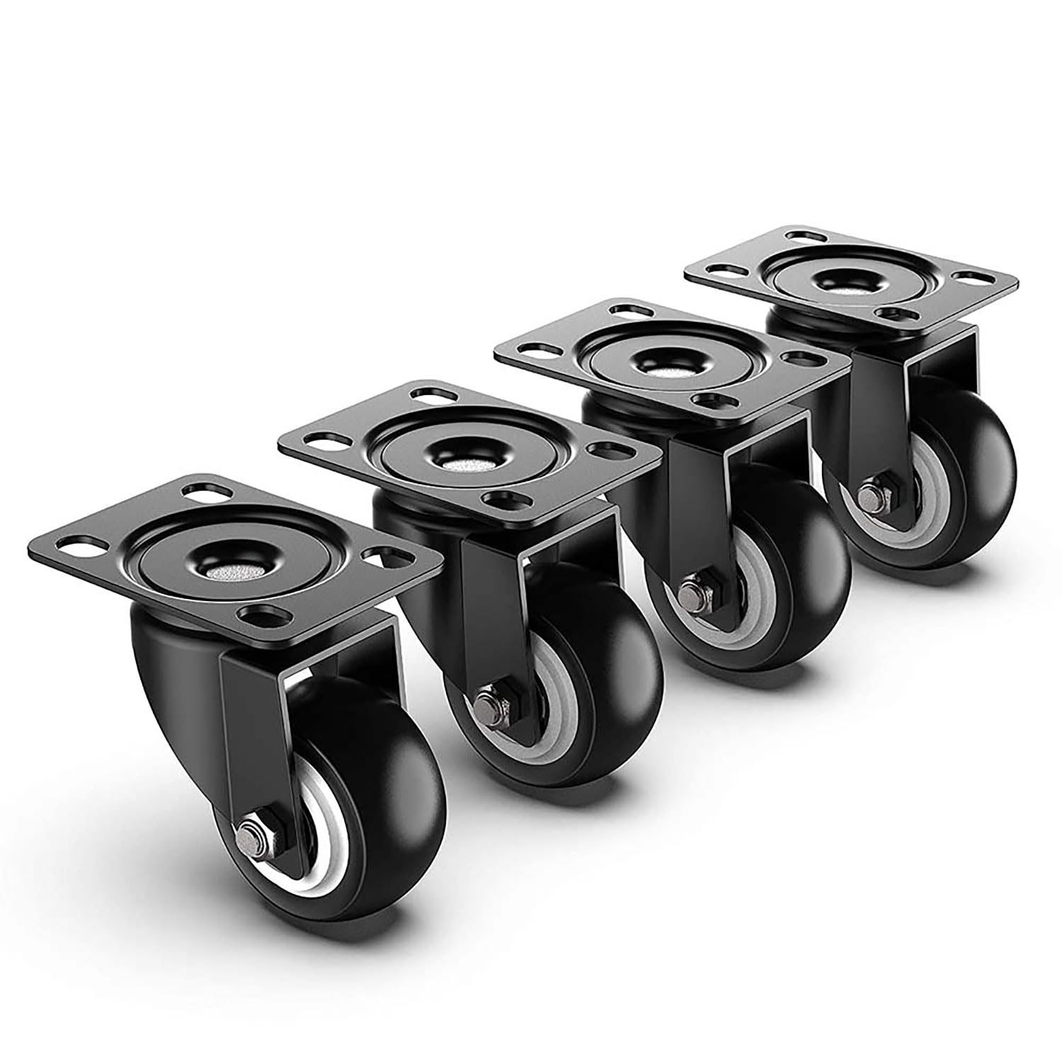 Volo 2 inch Swivel Caster Wheels Without Brake and No Noise Wheels, Heavy Duty Casters Total Capacity 600lbs (Pack of 4) Color : Black