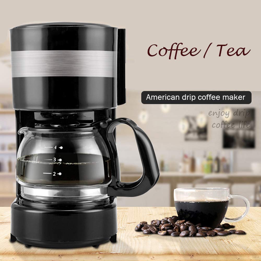 Cafeteras -0.65L Filtro de Precisión Temperatura Constante Inteligente Diseño Antigoteo Olla de Vidrio a Prueba de Explosiones Resistente a Altas Temperaturas 600W 220V, Negro