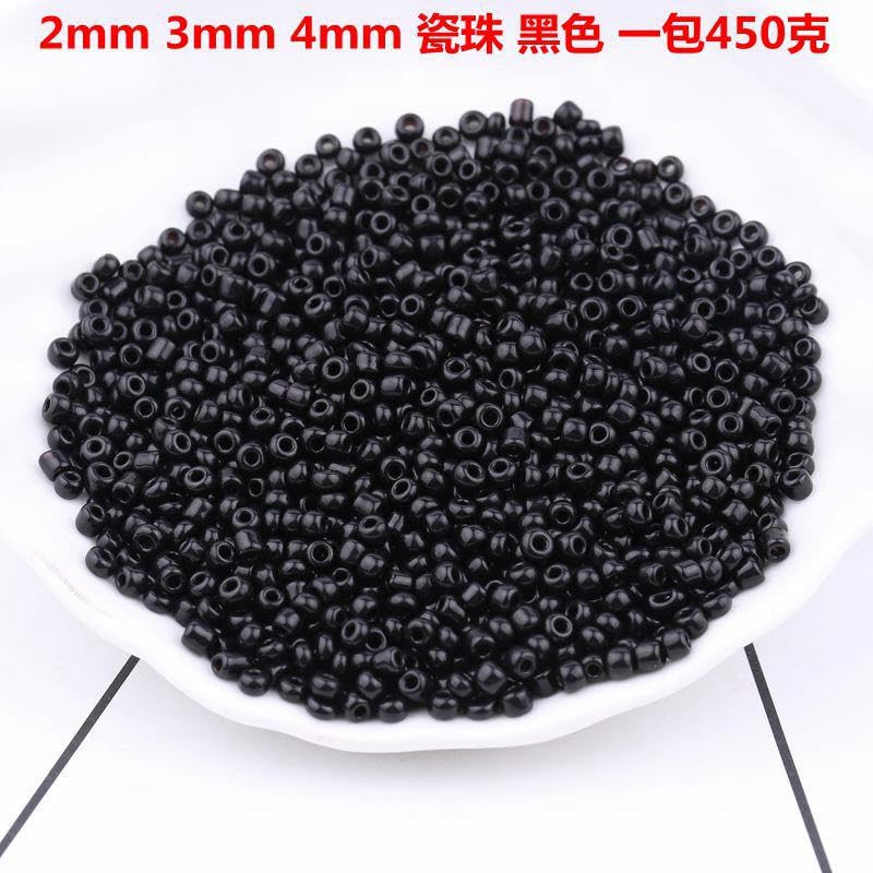 2/3/4MM 10000-60000PCS Perline di Vetro Nero per creazione di Gioielli Piccole Perline di Pony Perline di Riso Mnin Perline per Braccialetto Fai da Te
