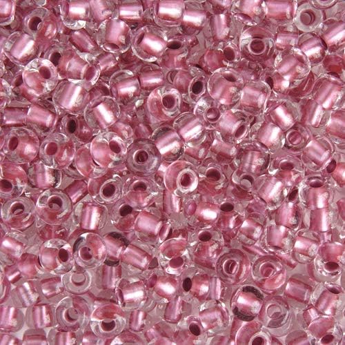 Czech Glass Seed Beads 2/0 (6.1mm Diameter) Crystal Pink Lined Metallic DIY Jewelry Making Beads - 500g Bulk Bag by Preciosa (Jablonex)