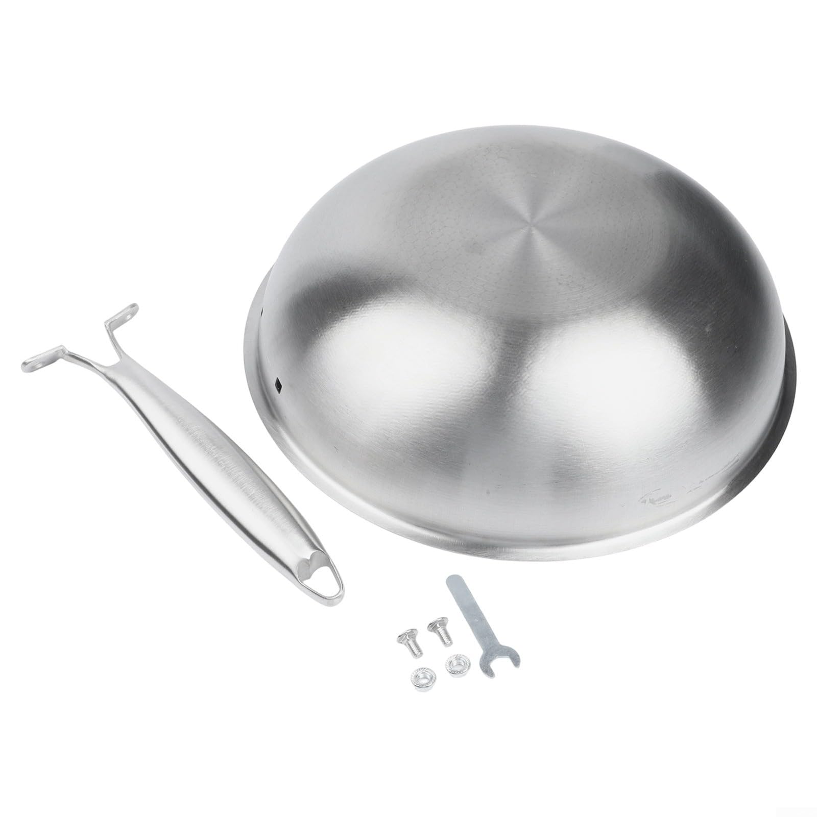 Wok in acciaio inox con rivestimento antiaderente – senza PFAS, motivo a nido d'ape antigraffio, lavabile in lavastoviglie, per forno a induzione a gas, 30 cm, argento (32 x 32 x 11 cm)