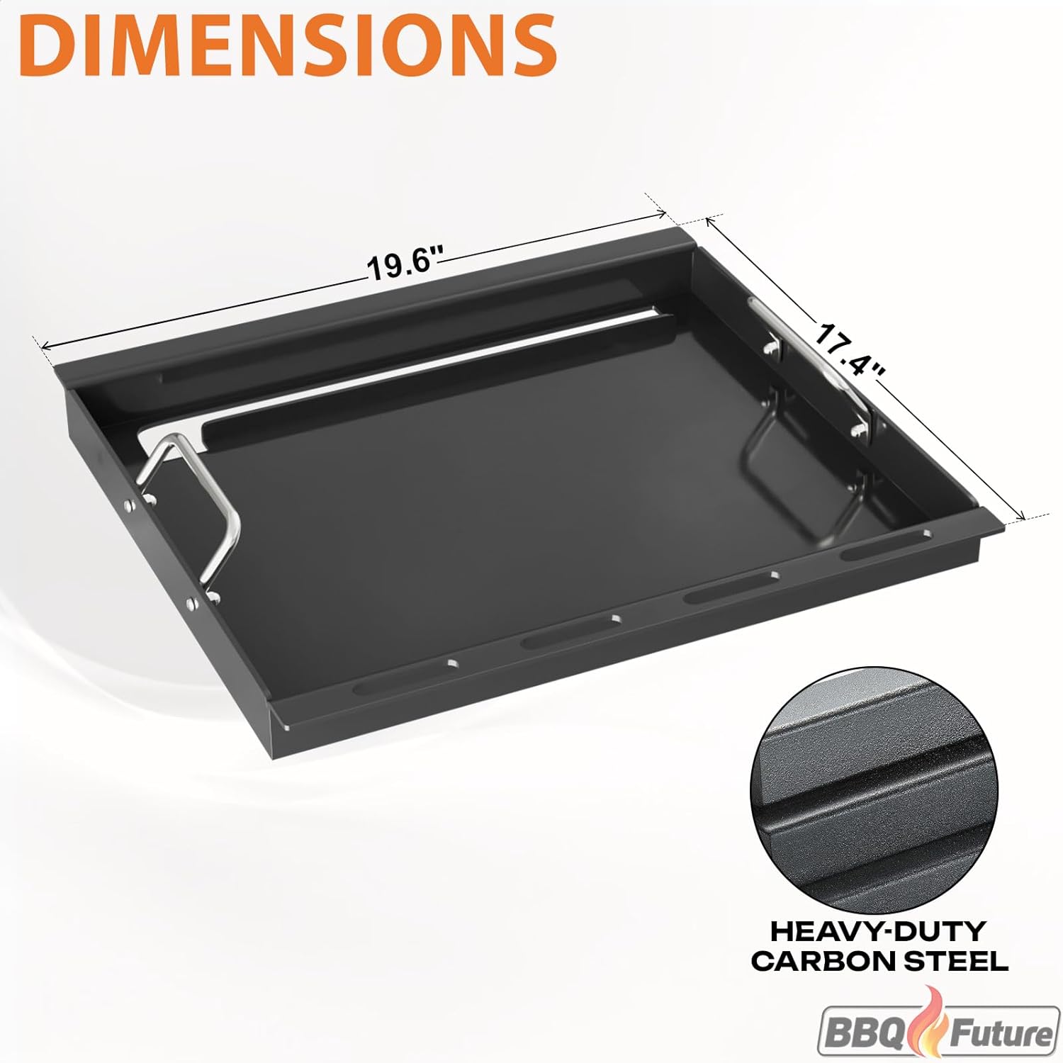 Full Size Griddle Inserts for Weber Spirit 200 Series Gas Grills, 7637 Flat Top Grill Griddle with Handles Replacement Part for Weber GS4 Spirit I & II S-210 E-210 E-220, Carbon steel, Black