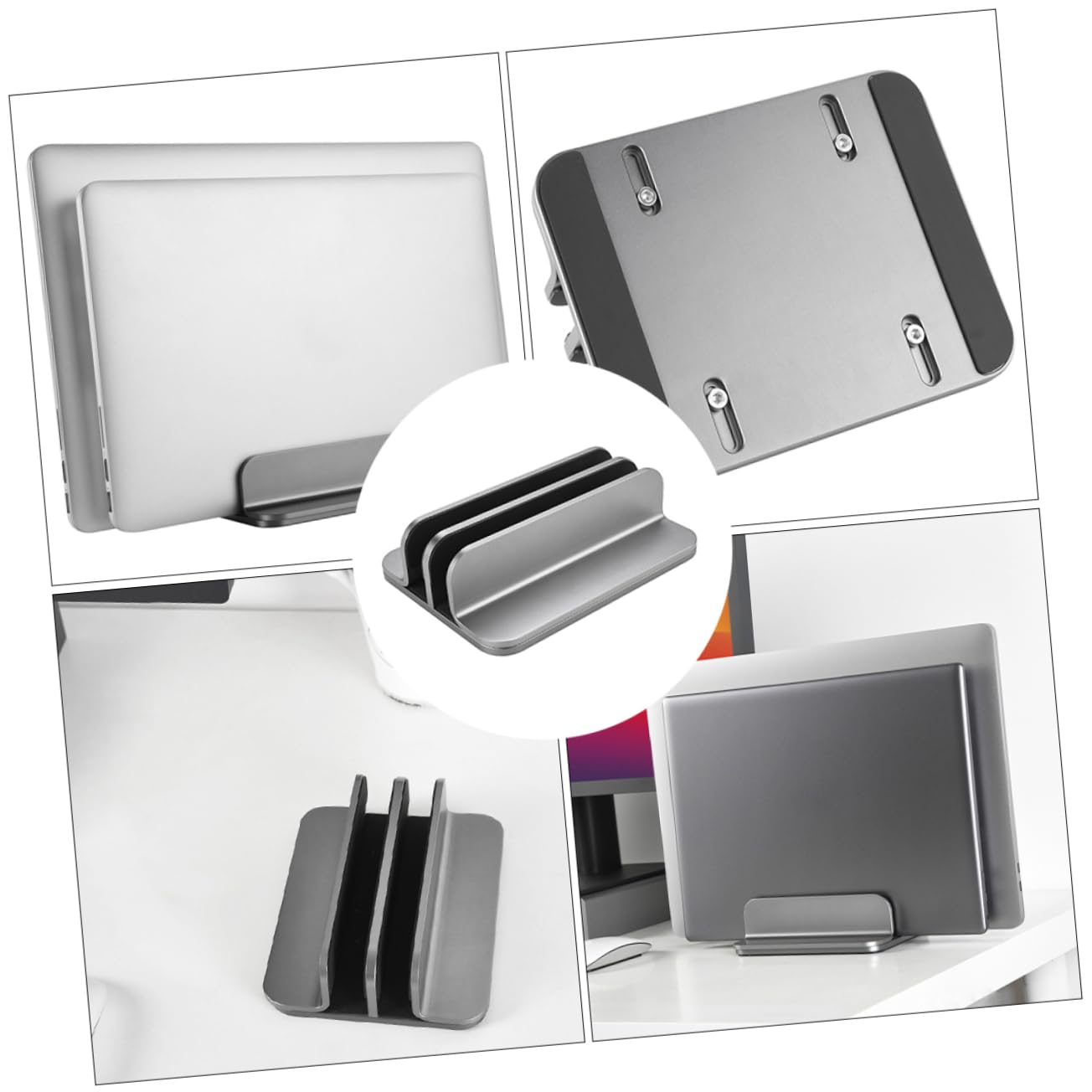 Operitacx Soporte Vertical Doble para Portátil y Tablet De Aleación De Aluminio para Escritorio Soporte De Escritorio para Portátil y Base