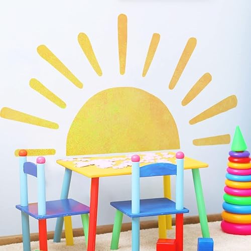 Miniatura 5 de 45.6 x 23.8 pulgadas, diseño bohemio de medio sol, calcomanías de pared removibles para pared, vinilo para despegar y pegar, calcomanías de medio