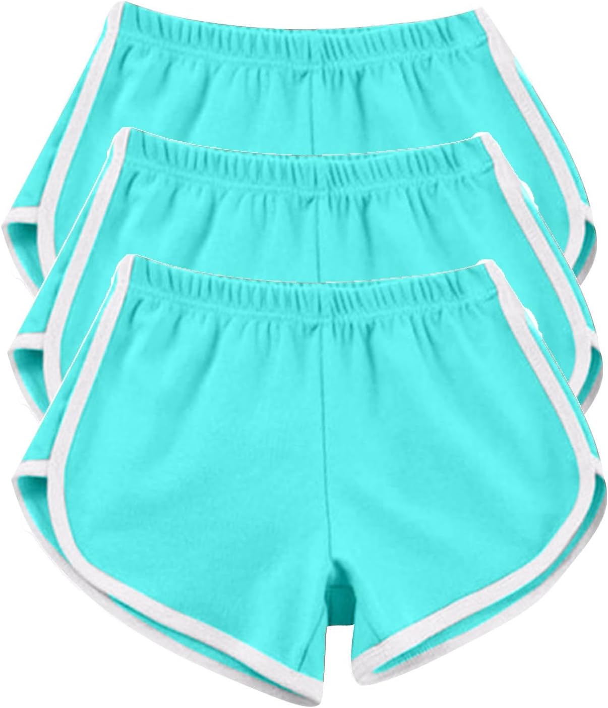 Yoga Shorts for Women 3-Piece Set Casual Home Lounge Sports Outfit Elastic Waist Short Solid Color Workout Bottoms