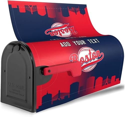Miniatura 3 de Funda magnética para buzón de tamaño estándar, fundas de buzón personalizadas de béisbol de Boston, tamaño grande, personalizable, cualquier texto,