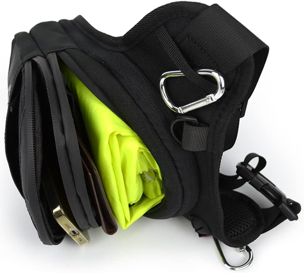 Hebetag Oxford Waist Pack Motorcycle Drop Leg Bag for Men Women Thigh Waist Bum Hip Fanny Belt Bag Purse Pouch Outdoor Travel Hiking Cycling Tactical Outdoor Sports Daypack (#09Black(Gray))