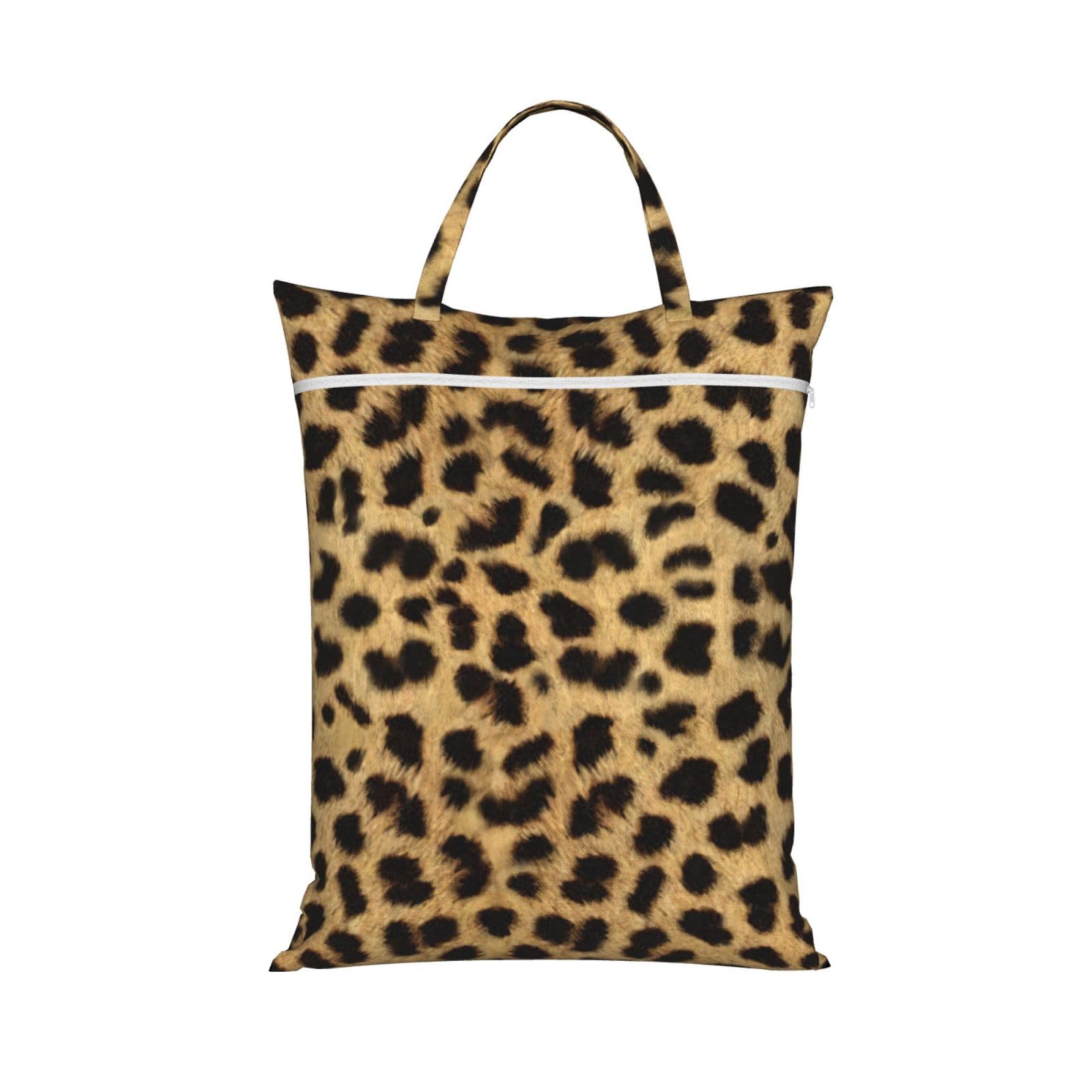 Pphgut 1 Pc Leopard Animal Print Print Travel Laundry Bag Portable Dirt Clothes Bags Daily Hiking Camping Vacation
