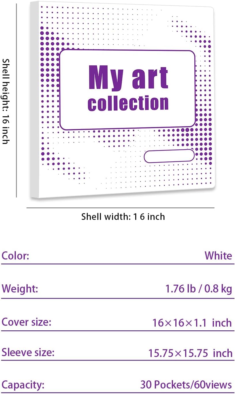 Diamond Art Storage Book with Accessories Painting Storage for Diamond Painting Kits, Tools & Supplies Album 15.7x15.7inch Art Collection Binder Book Square Folder 40x40cm(White)