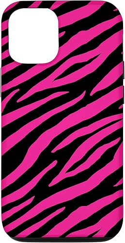 Funda para iPhone 13 Pro, diseño de rayas de cebra rosa y negro para mujeres y niñas