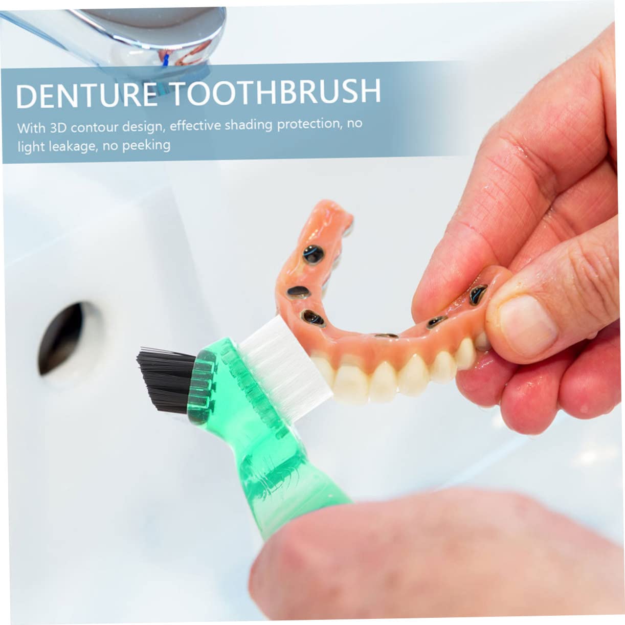 FOMIYES Spazzolino per Dentiera 3 Pezzi Mini Multifunzionale a Doppia Testa, Set Pulizia Protesi Dentarie Personali per Adulti Uso Casa e Igiene Orale Quotidiana