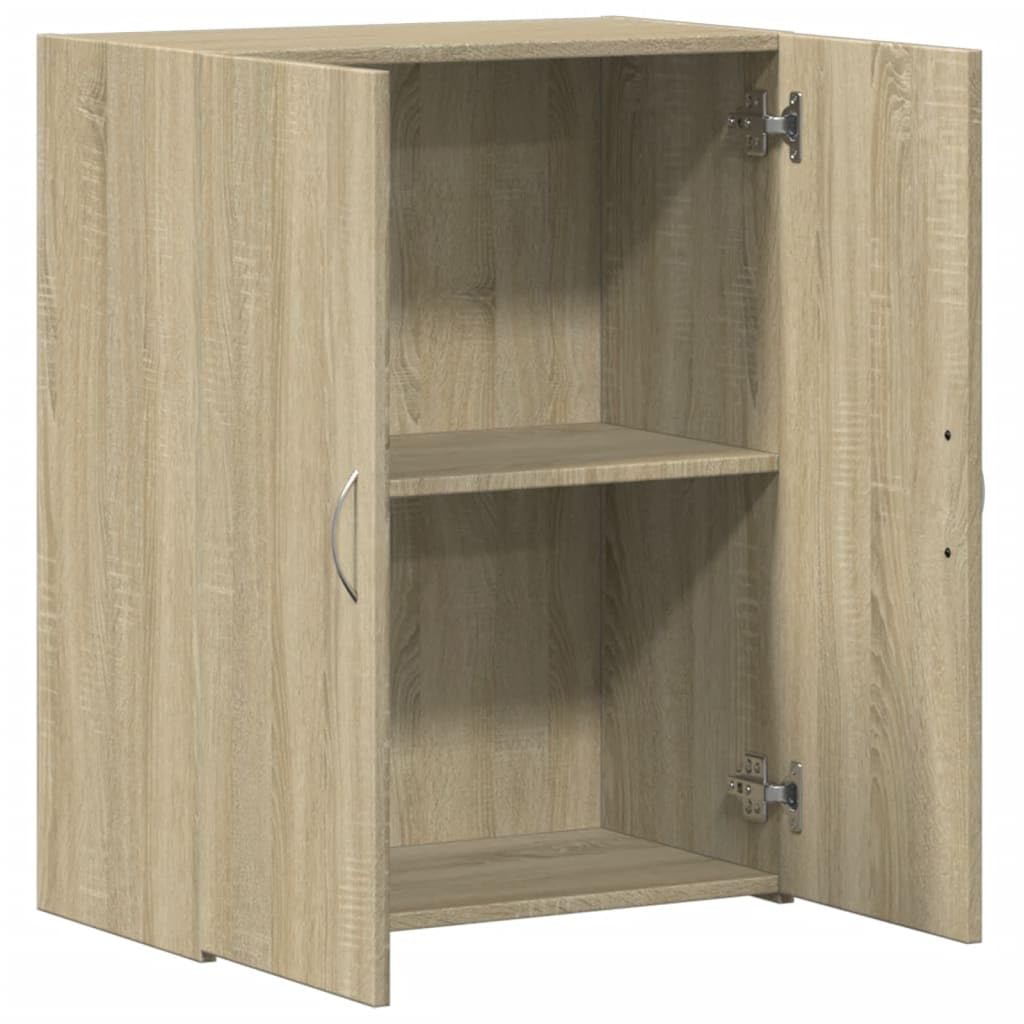Armadietto in rovere Sonoma, 60 x 32 x 77,5 cm, con serratura richiudibile, per ufficio, casa, archivio, documenti, cartelle, cartelle sospese, cassetti, metallo e legno