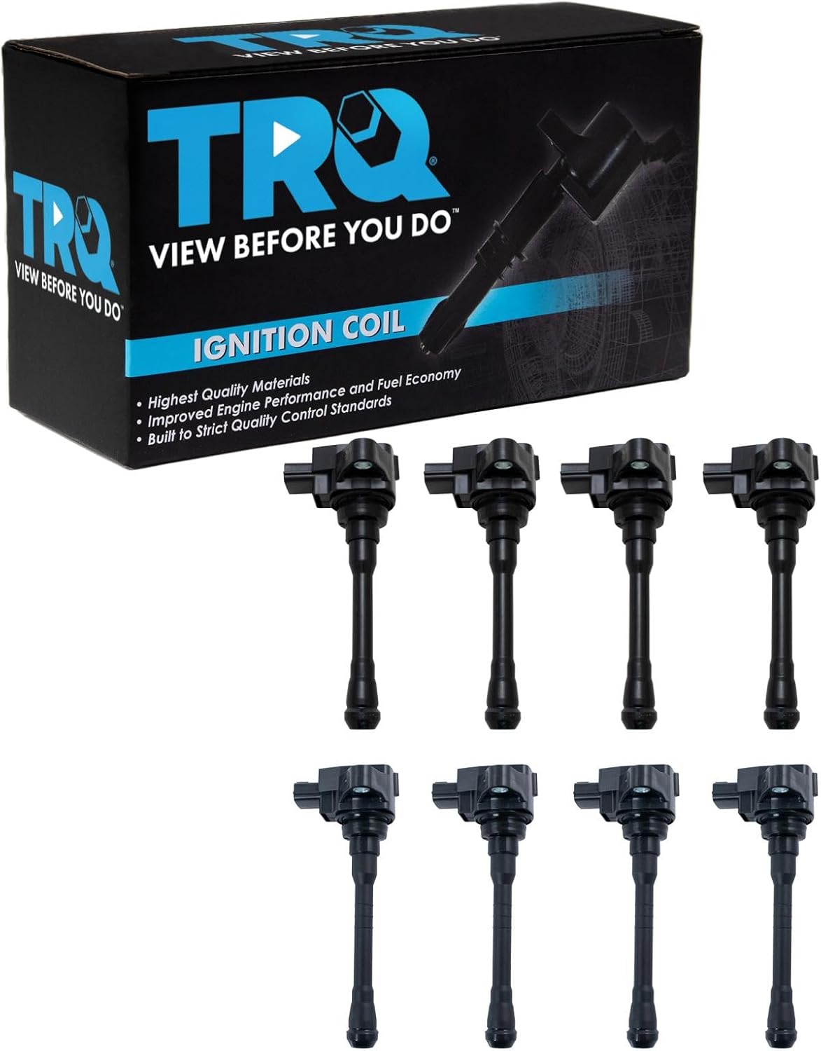 TRQ Ignition Coils Kit Set of 8 New for 2017-2018 Nissan Titan 5.6L V8 / 2017-2018 NV2500 + NV 3500