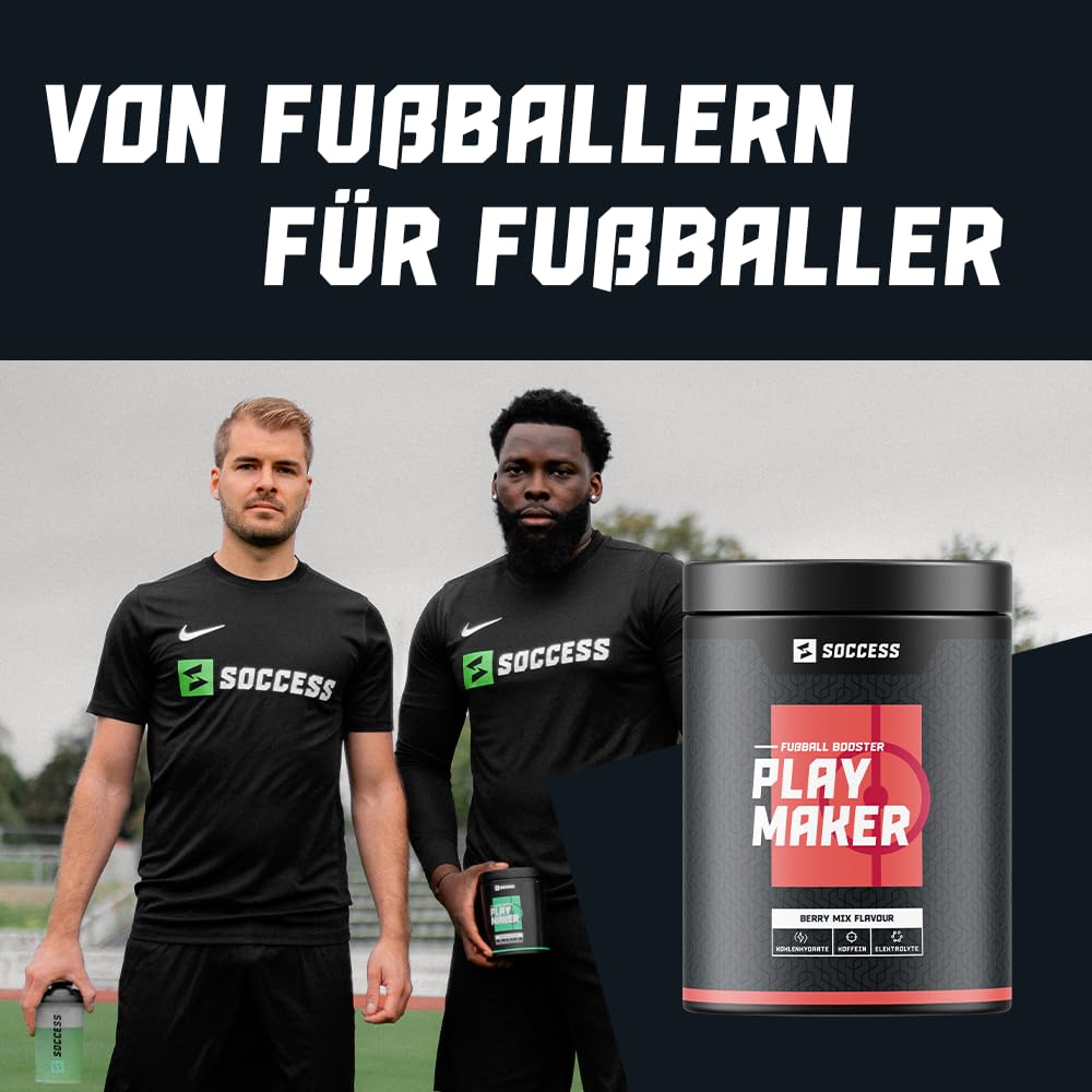 PLAYMAKER | Workout Booster speziell für Fußballer | Sport Drink mit Kohlenhydraten + Elektrolyten + Mineralien + Aminosäuren + Koffein | 20 Portionen | Berry-Mix