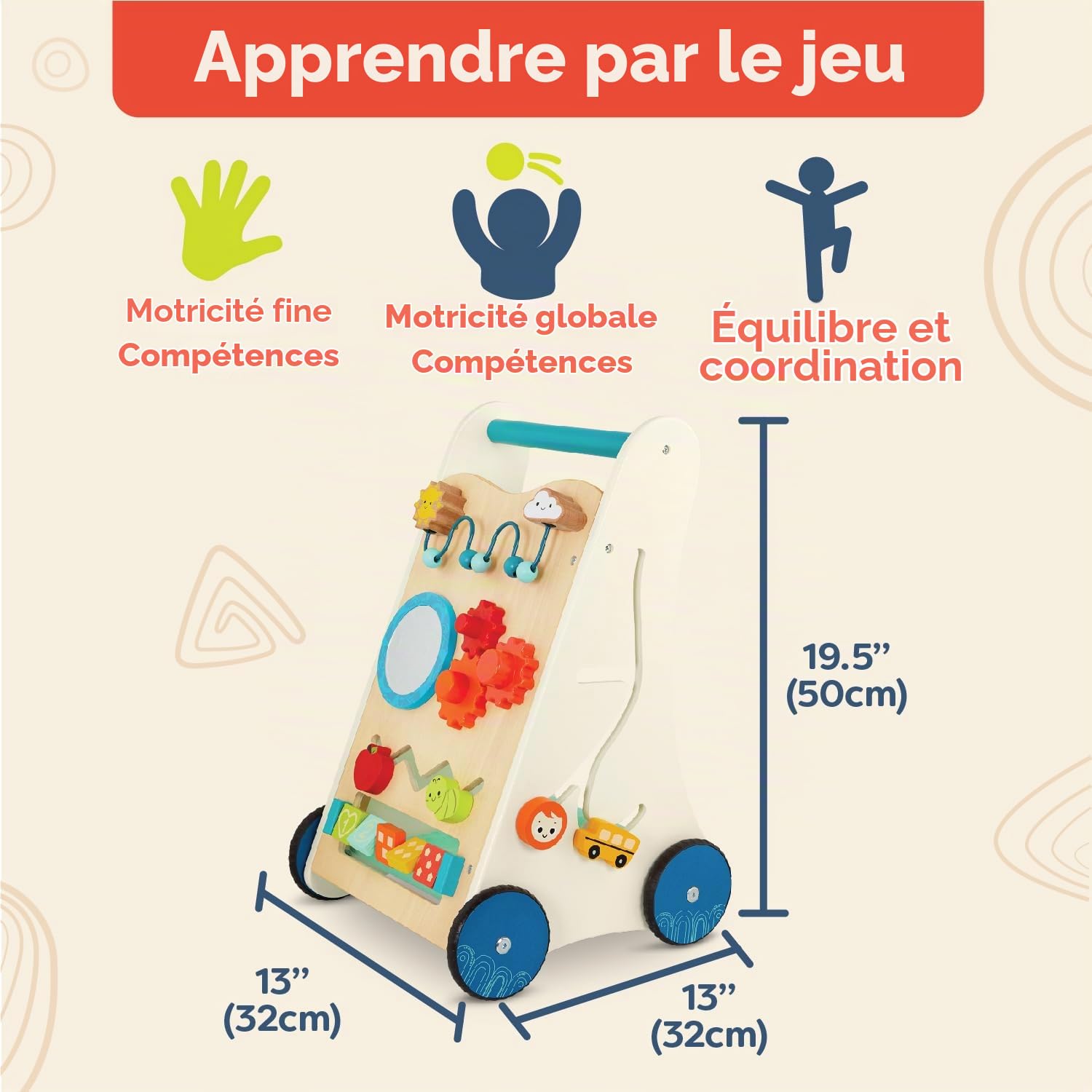 B. toys Little Learning Steps, Trotteur bébé en Bois 7 activités