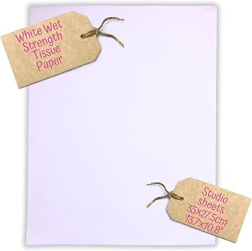 Carnival Papers Wet Strength Tissue Paper 35 x 27.5 cm Sheets, 60 Pack   White Tissue Paper for Gel Plate Printing, Mixed Media, Crafts & Clay Tracing