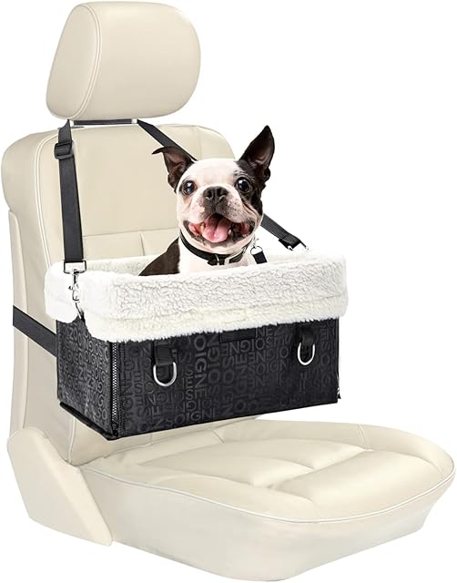 Newthinking Dog Car Booster Seat, Foldable Puppy Car Seat with Clip-On Safety Leash and Soft Liner, Pet Travel Dog Car Seats for Little Dogs Small Size Dogs