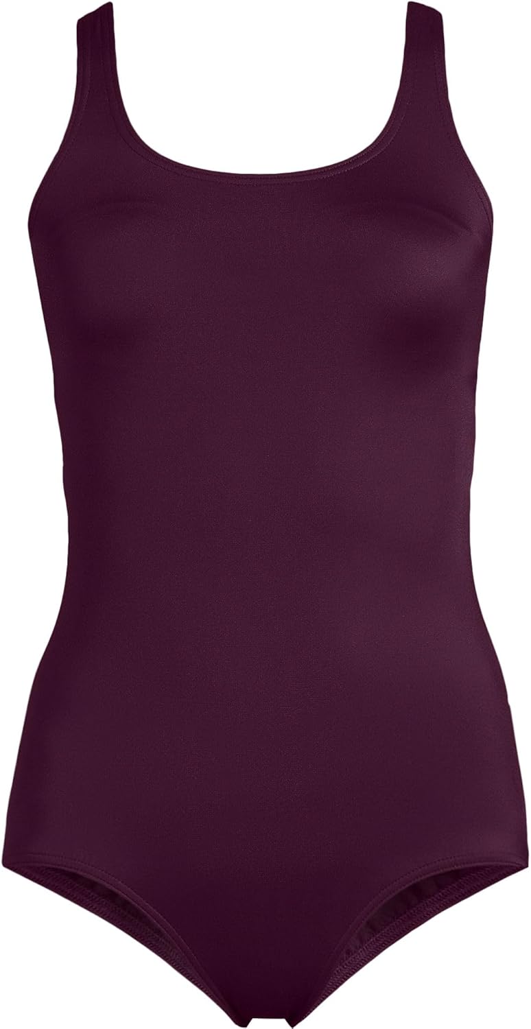 Lands' End Women's Chlorine Resistant Soft Cup Tugless Sporty One Piece Swimsuit