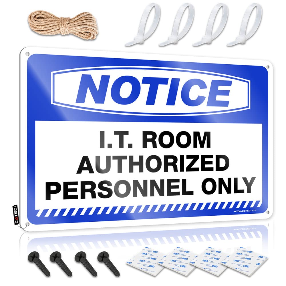 STWNVOITV Metal Sign Decor Vintage Notice I.T. Room Authorized Personnel Only Tin Sign Sarcastic Signs Bar Man Cave Decor(30X40CM)