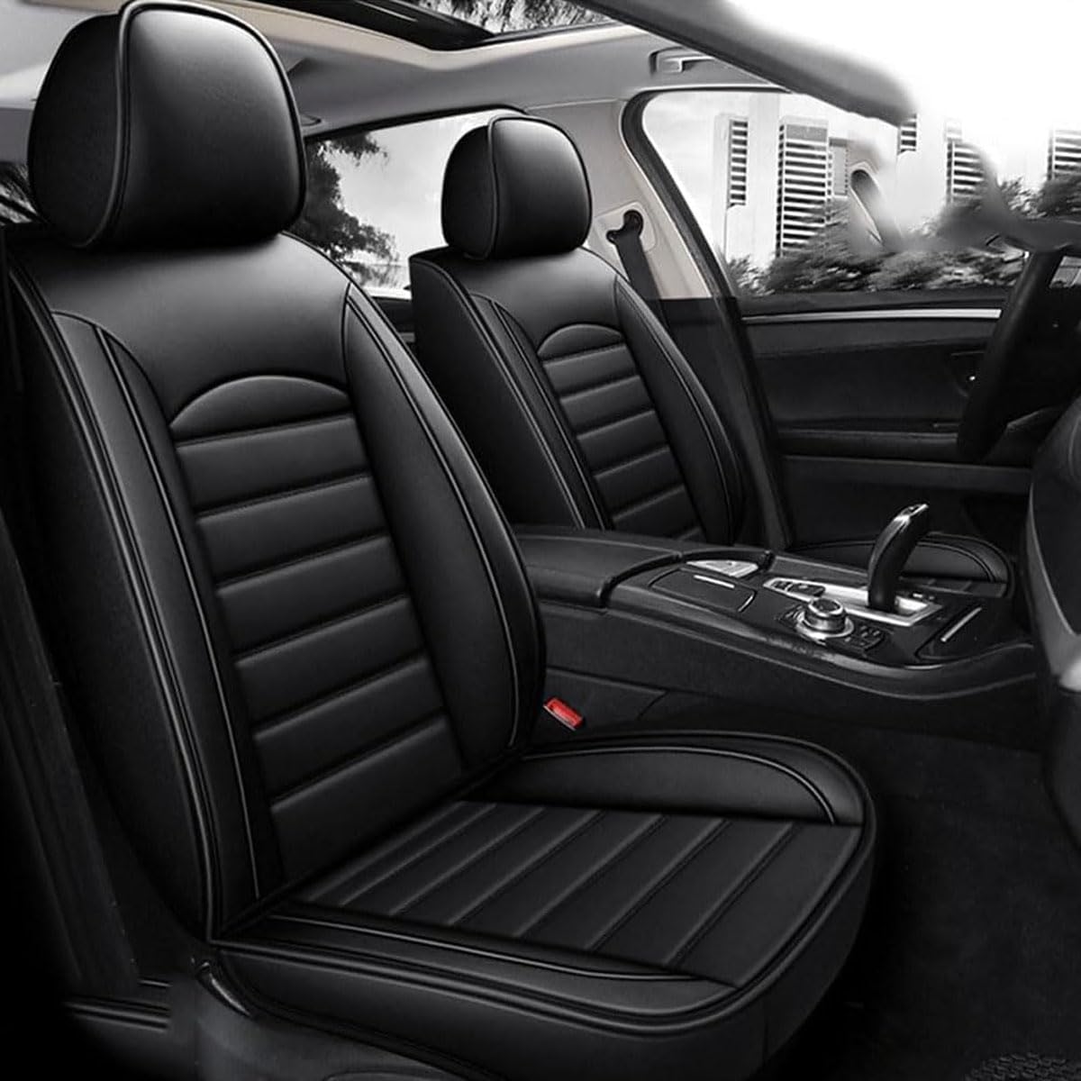 Genérico Fundas Asientos Coche para Honda CRV 2001-2006, Fundas para Asientos de Coche de Cuero Conjunto Completo, Compatible con Airbags, Diseño Envolvente Completo, Respaldo Trasero Partido