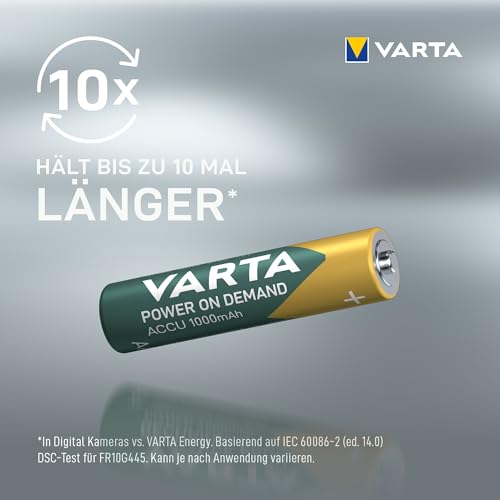 VARTA Batterien AAA, wiederaufladbar 4 Stück, Recharge Accu Power on Demand – Ansicht 3