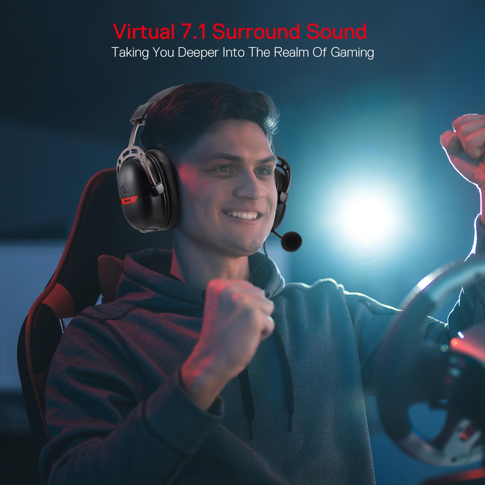 Redragon RD-H376BR Over Ear Aurora Gaming Headset, Black