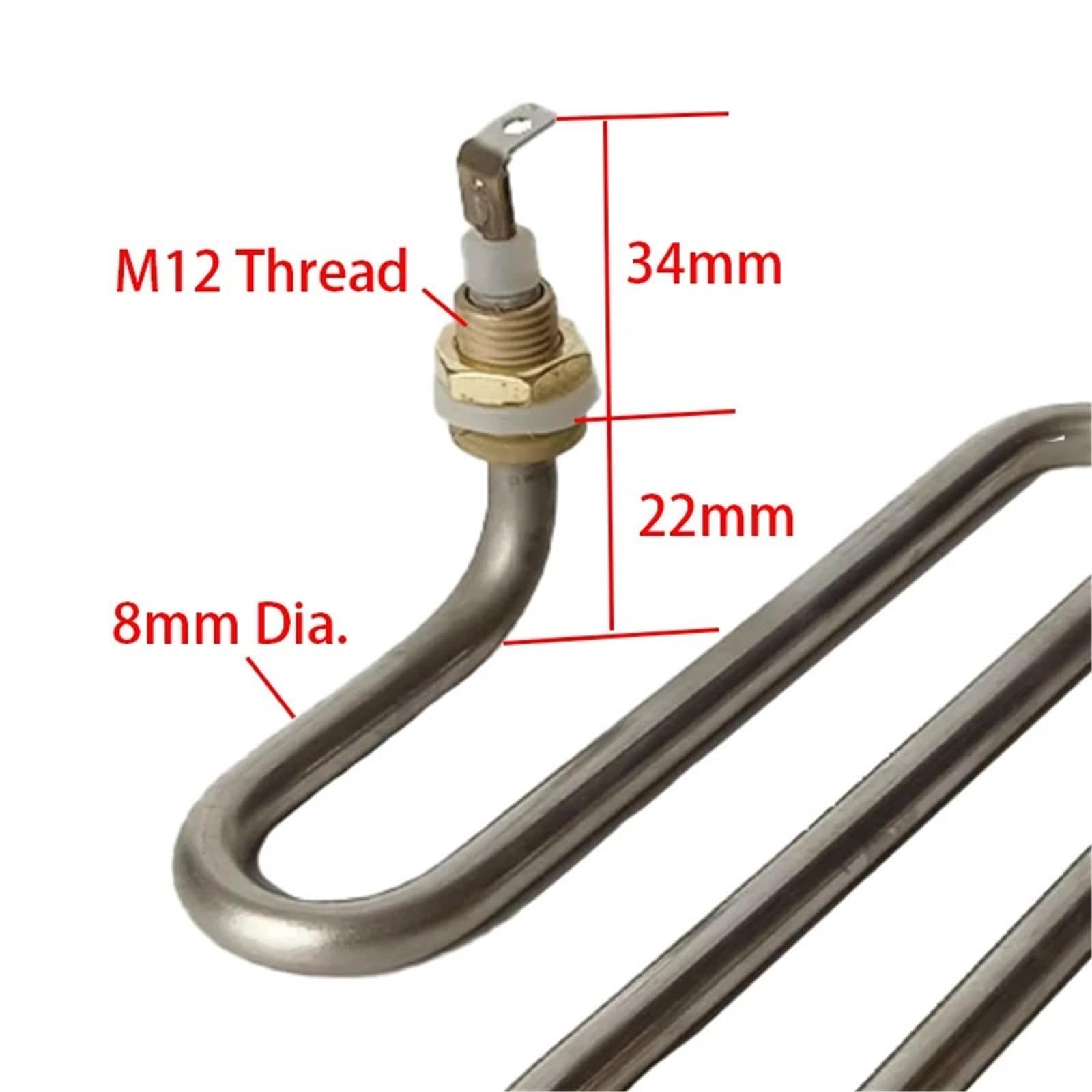 220 V 1 kW elektrisches Wasser-Tauchheizelement M12-Gewinde 170 mm U-Form-Heizung Stück