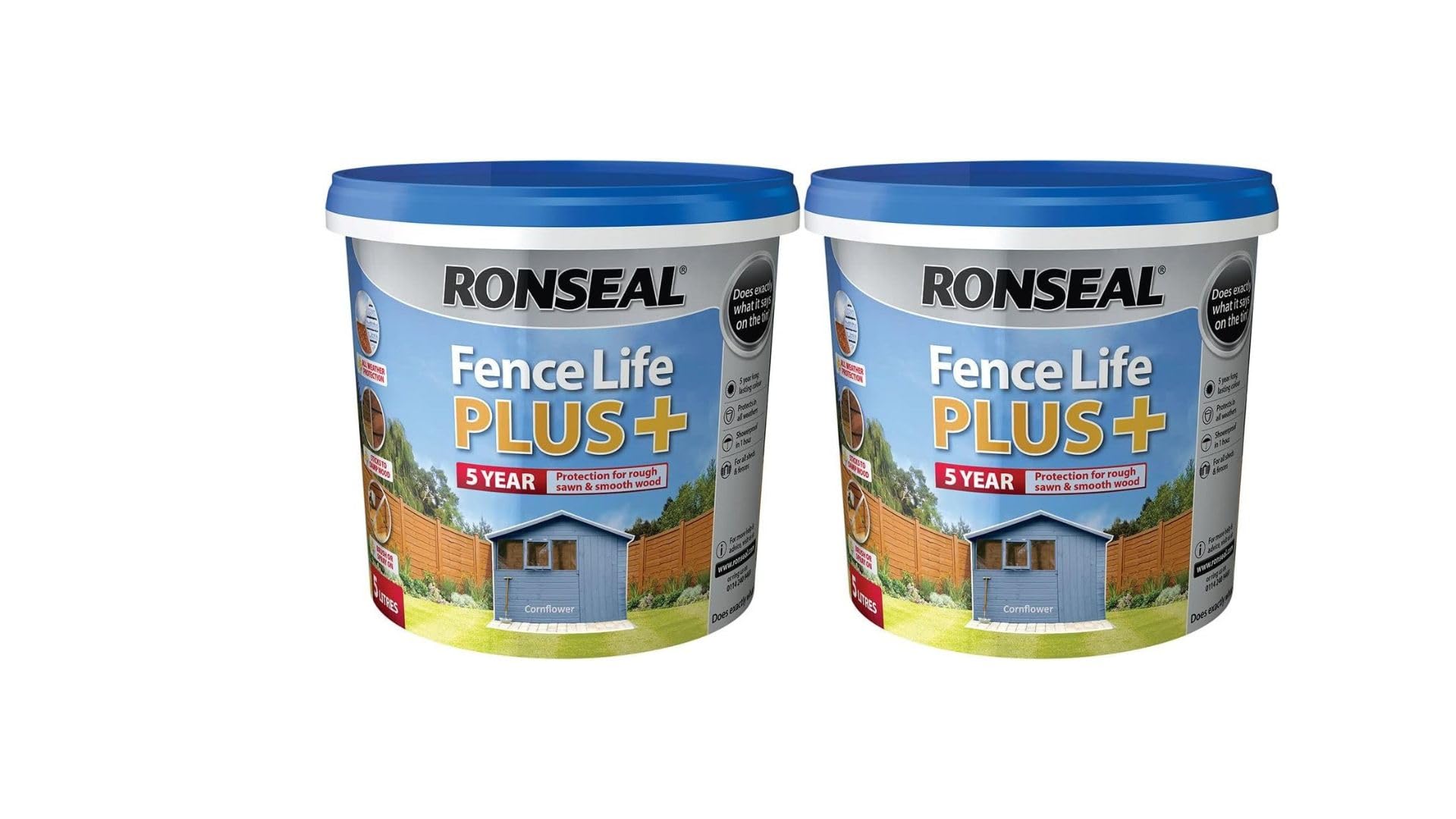 FAB INT PRODUCTS Fence Paint Exterior Wood Paint - Sheds & Fences Life Plusl,10 Litres Total, (2 X CORNFLOWER)